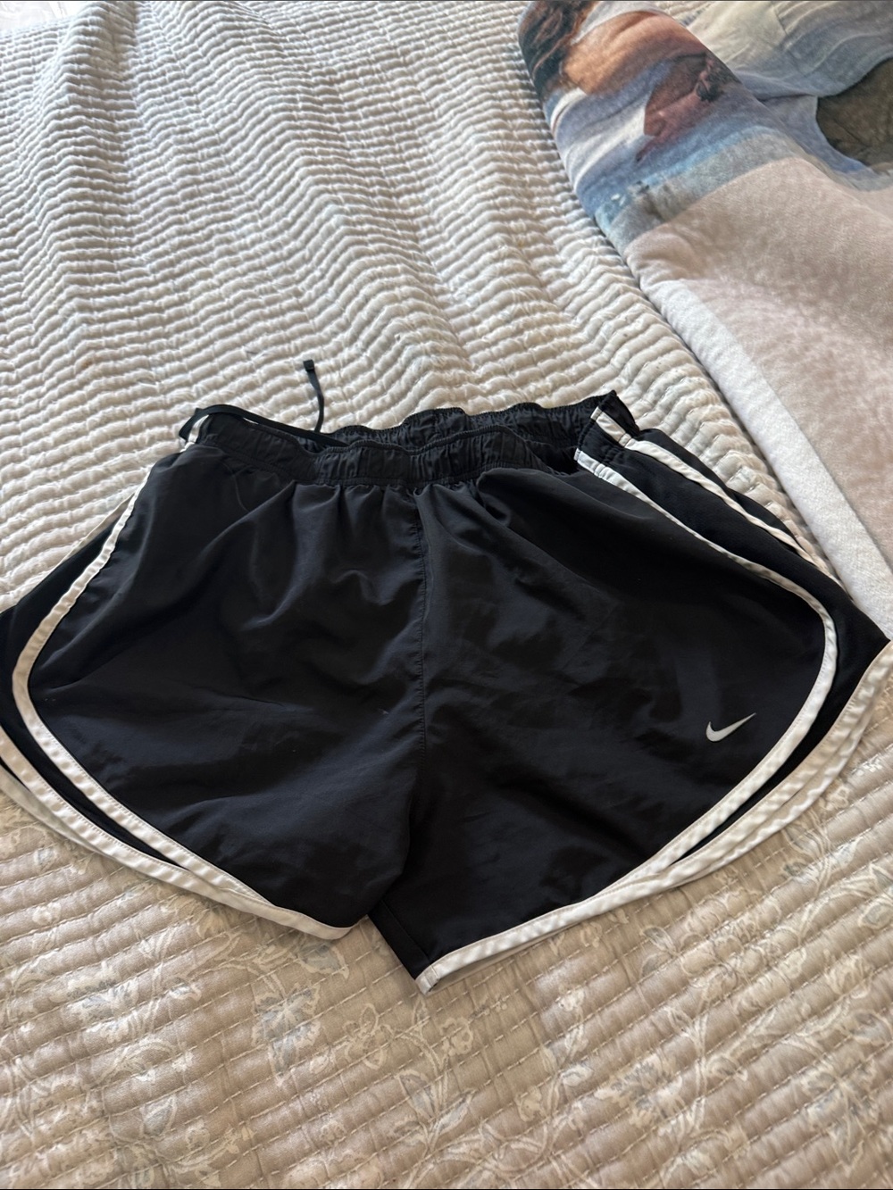 Nike Black Women's Athletic Shorts with White Piping